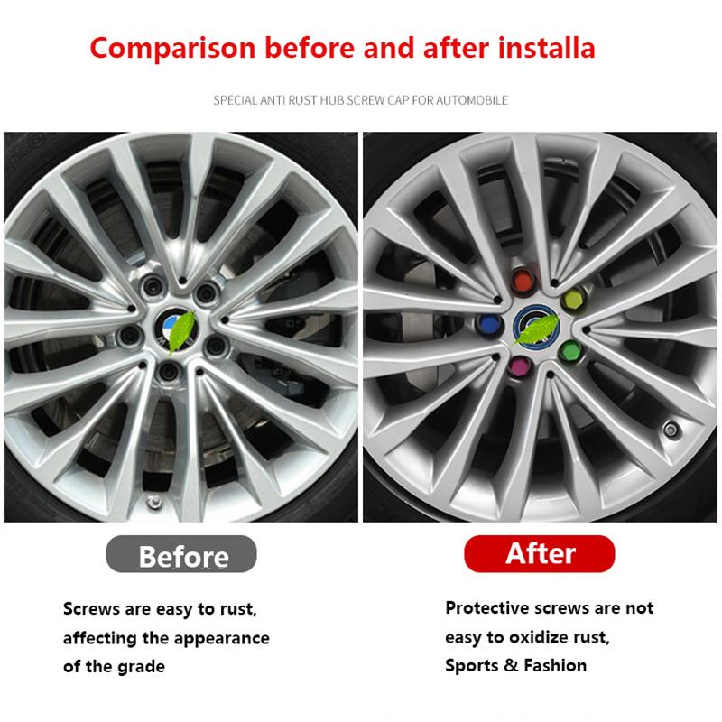 20pcs Luminous Auto Hub Screw Cover Anti-Rust Car Wheel Nut Caps Protection Covers Caps Car Tyre Nut Bolt Exterior Decoration