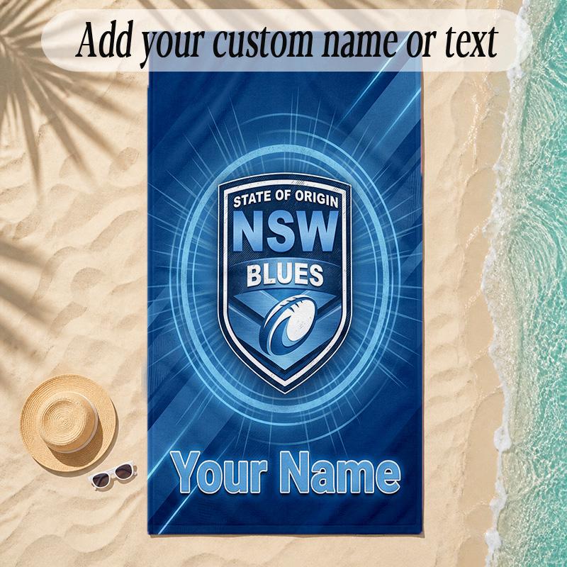 Beach TowelNSW Blues Logo Custom Name Text Personalized Soft Towel for Beach Pool Indoor Home Decor Gift