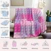 Pink Purple Building blocks Flannel Blanket Warm Soft Halloween Christmas Couch Warm Cozy Decorative Decor Gift for All Season