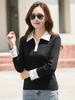 Polo Color Block de Manga Comprida com Gola Reversível para Mulher (Coleção Outono/Inverno 2025)