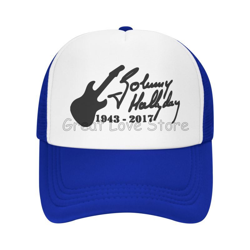 Johnny Hallyday Mesh Baseball Cap French Rock Legend Breathable Trucker Hat Unisex Travel Adjustable Hat Sunscreen Baseball Cap