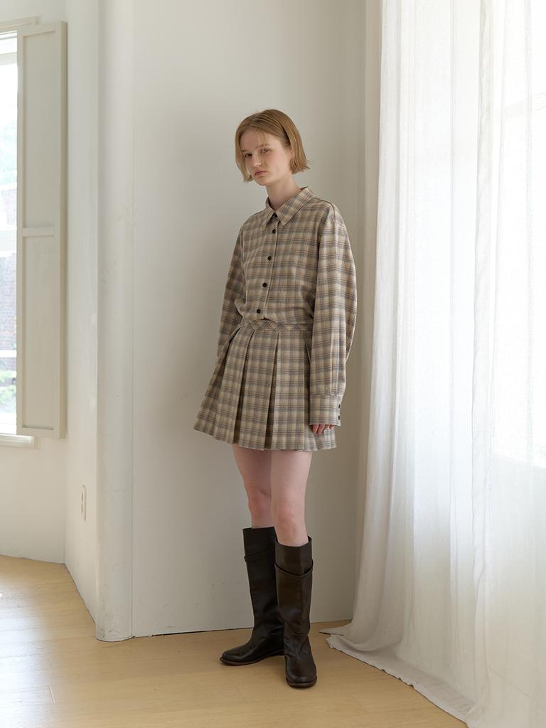 Ridge Haze Check Wrap Skirt
