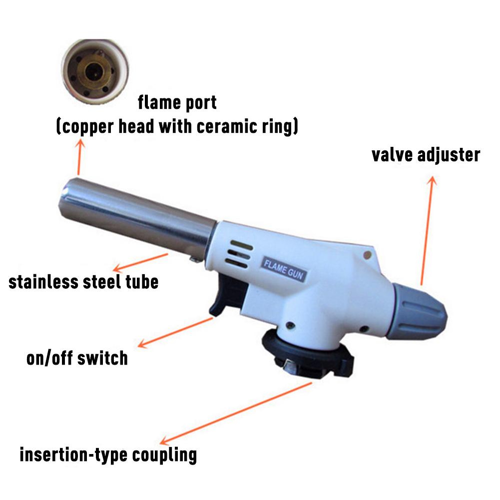 Полностью автоматическая электронная газовая горелка, бутановые горелки, газовый адаптер, горелка-зажигалка, уличная плитка для пеших прогулок, кемпинга White #1