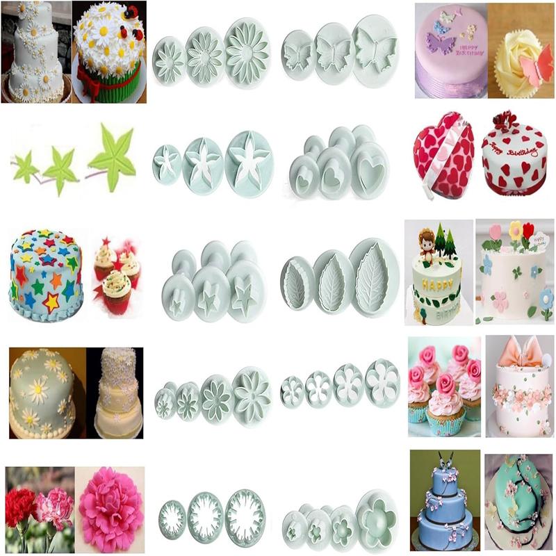 33Pcs/Set Fondant Plunger Cutter Cake Cookie Fondant Mold DIY 3D Decorating Tools Cake Biscuit Cutter Baking Supplie Baking Mold