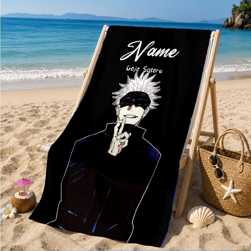 Custom Name Gojo Jujutsu Beach Towel Microfiber Beach Towel, Lightweight and Quick-Dry, for Summer Travel, Swimming Pool Gift