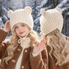 Thicken Ear Protection Hat Keep Warm Overhead Cap Fashionable Bear Ear Knitted Hat  Adult