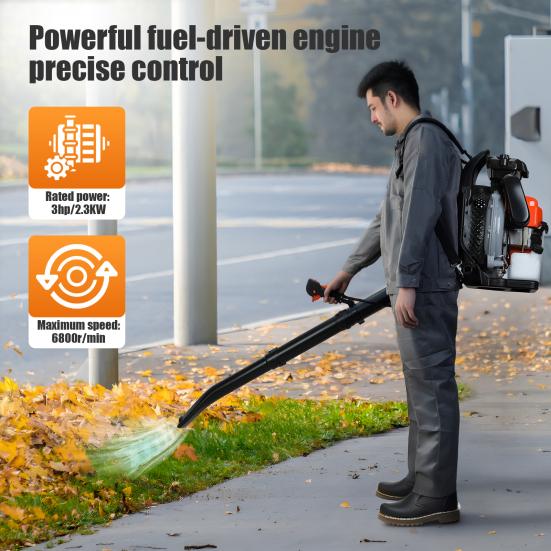Gas Leaf Blower 65cc 2-Stroke Backpack Blower 200MPH Strong Wind High-Velocity Garden Supplies Electric with 1.7L Tank for Yard