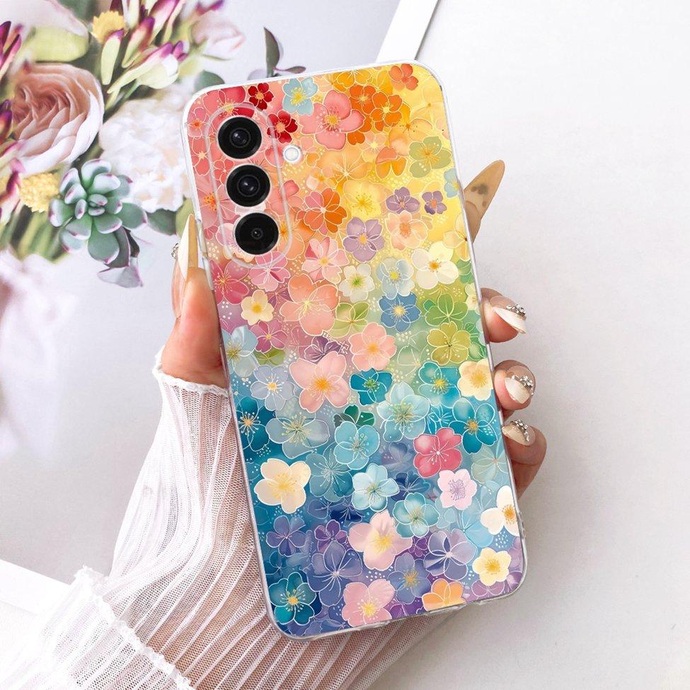 Clear For Samsung A26 SM-A266E SM-A266B Case For Samsung Galaxy A26 Cover Luxury Fashion Flowers Cute Kawaii Painted