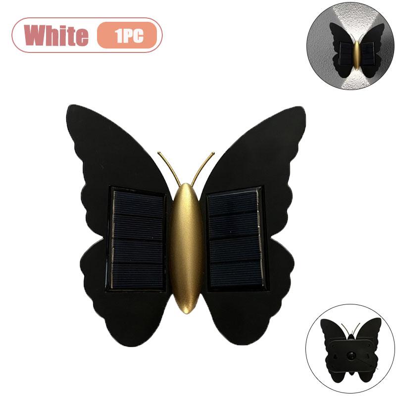 Solar Butterfly Wall Light Outdoor Waterproof Up Down Lighting for Stairs Corridor Courtyard Balcony Modern Garden Decoration
