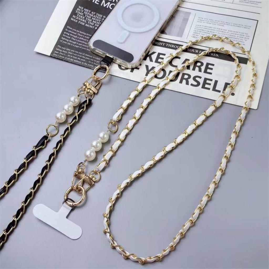 Phone Case Universal Lanyard Long Crossbody Pearl Pickup Chain Mobile Phone Lanyard Women's Long Neck And Shoulder Strap