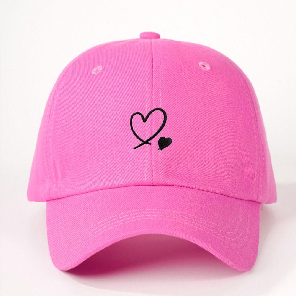 Fashion Heart Embroidered Baseball Cap Cotton Breathable Hip Hop Hat Casual Simple Peaked Cap Outdoor