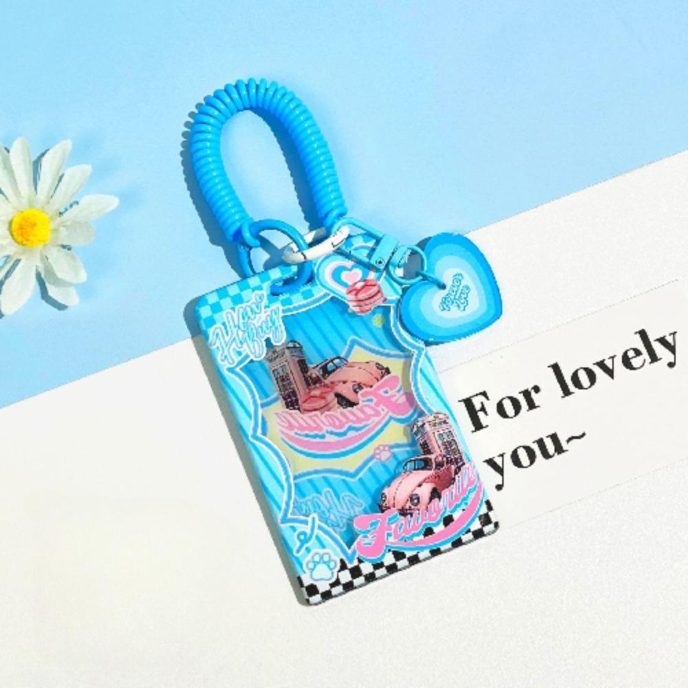 Retro Contrast Color Trend Transparent Card Holder Transparent Sliding Cover Student Campus Card Meal Card Bag ID Cover Protective Cover