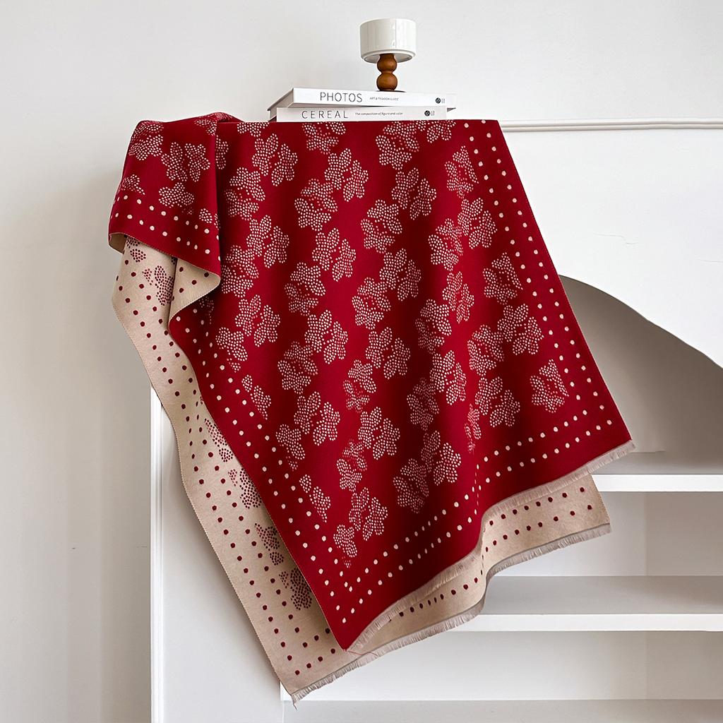 Luxury  Women Two-Sided Print Scarf Soft Warm Pashmina Butterfly Shawl Winter Outdoor Coldproof Windproof Blanket Scarf