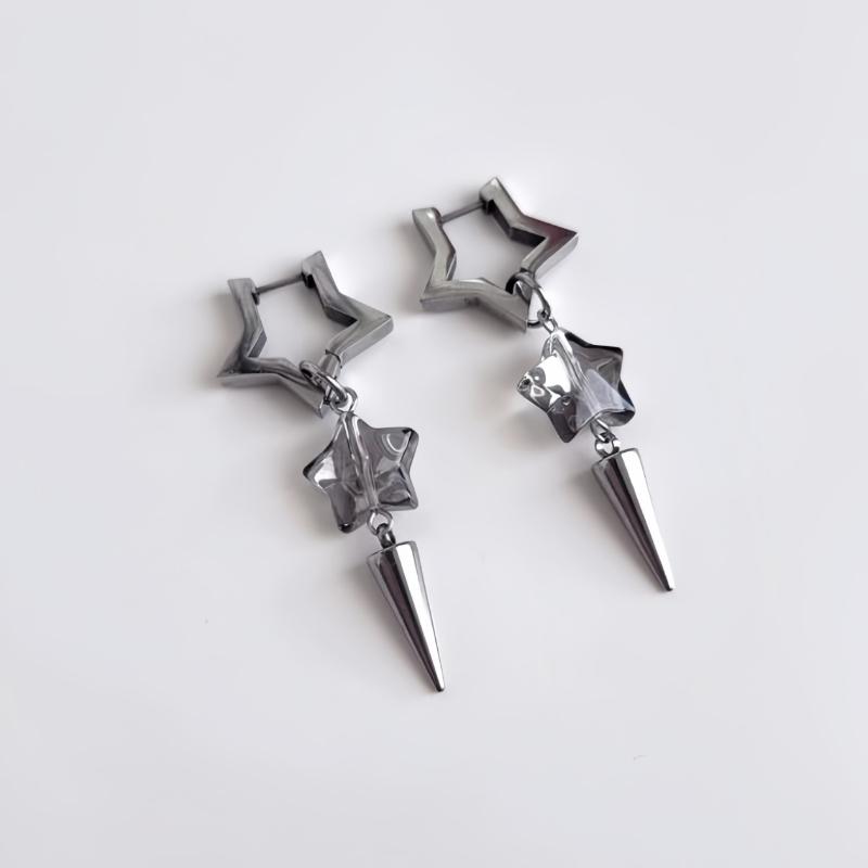 Punk Unique Attractive Star Cone Pendant Earrings Women's Universal  Trend Party Jewelry Accessories Gifts Daily Wear