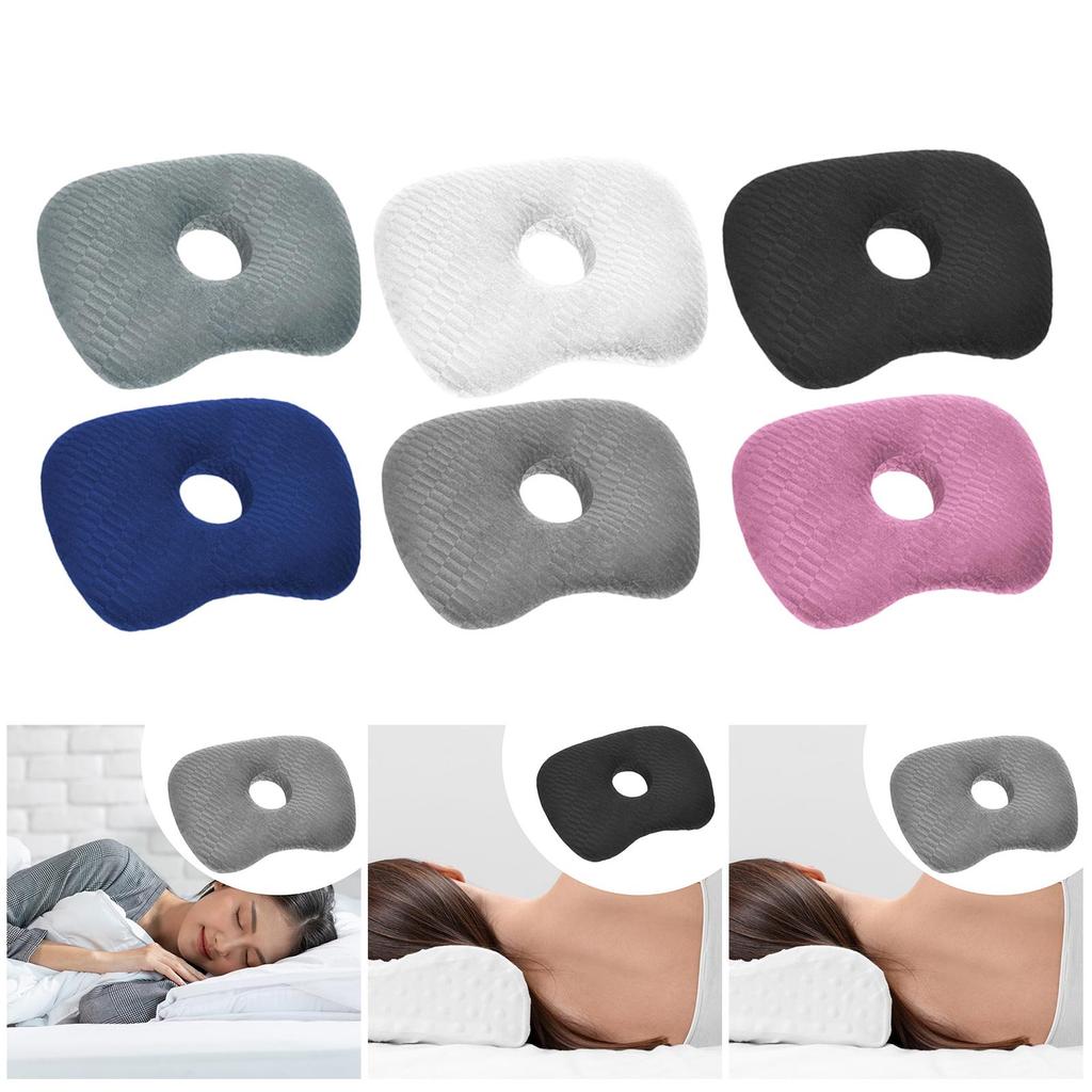 Ear Piercing Pillow Soft Fleece Guard Orthopedic Pillow with Ear Hole for Side Sleepers Office Travel