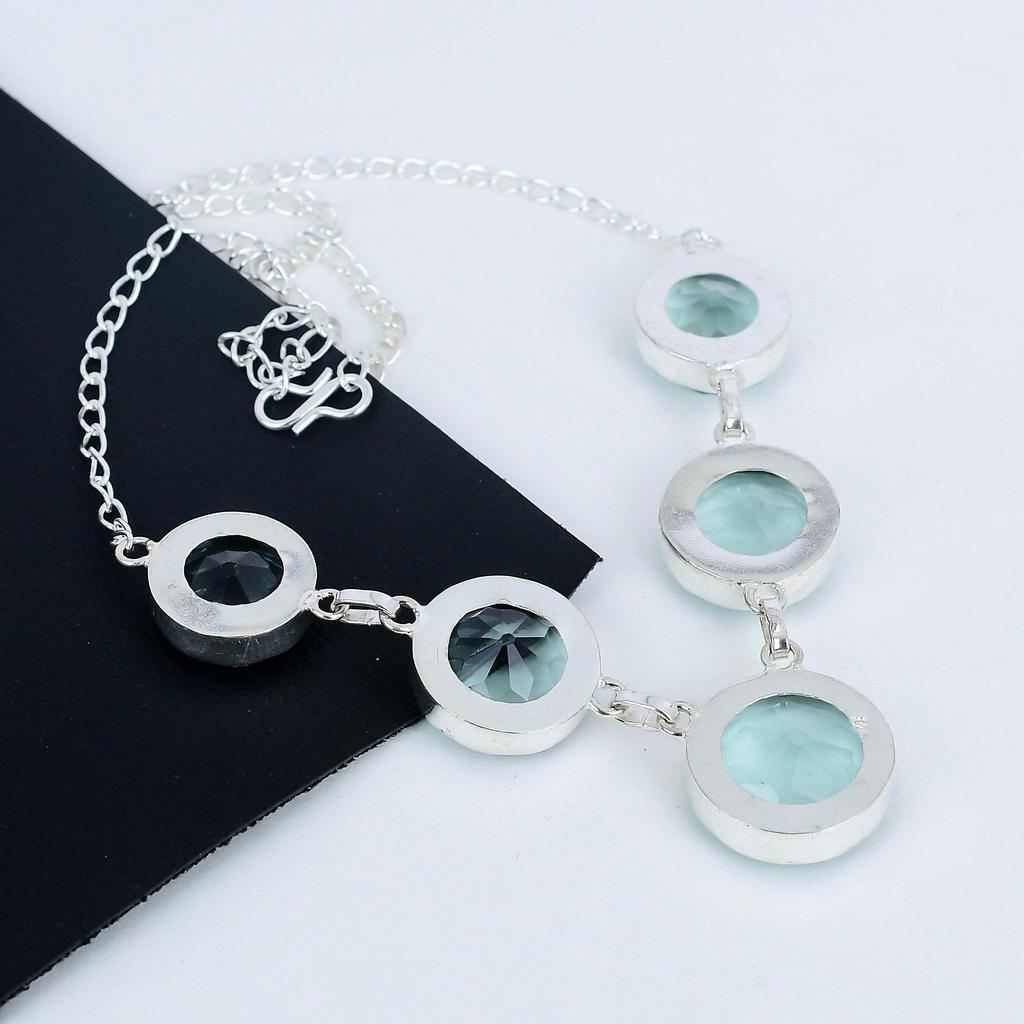 Beautiful Aquamarine Gemstone Handmade 925 Sterling Silver Necklace, Aquamarine Silver Necklace For Wife, Unisex Necklace Wadding Gift