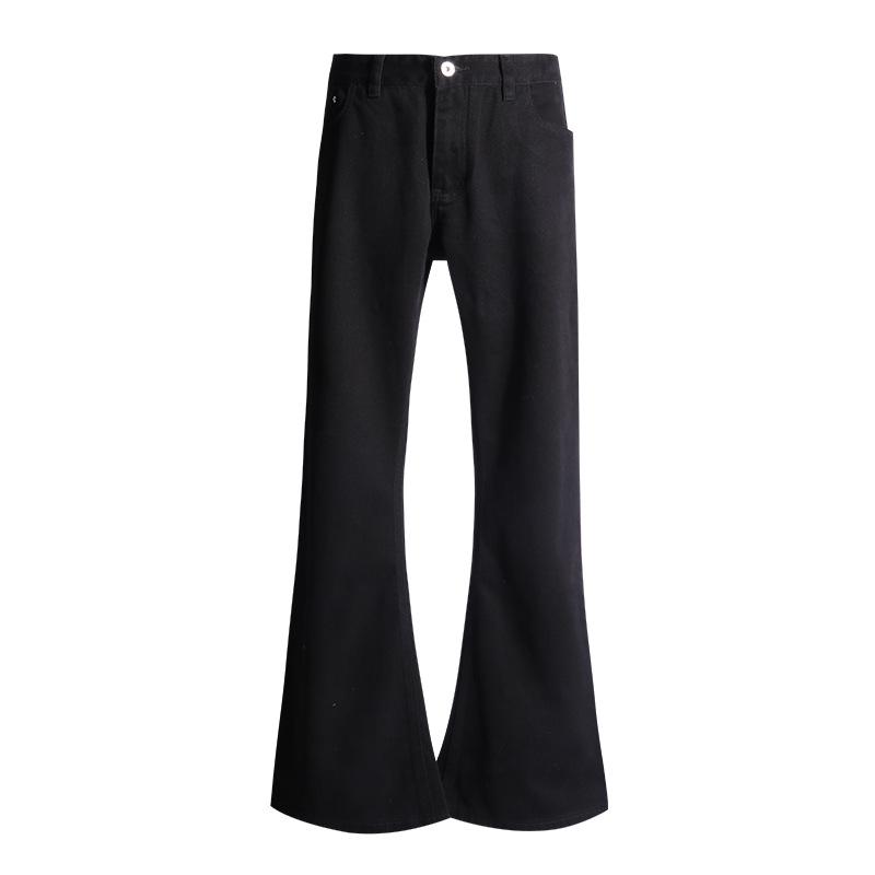 

Женские черные джинсы микро-клеш с высокой посадкой 2025 - Осенние стройнящие, свободного кроя, универсальные драпирующиеся брюки в пол Large