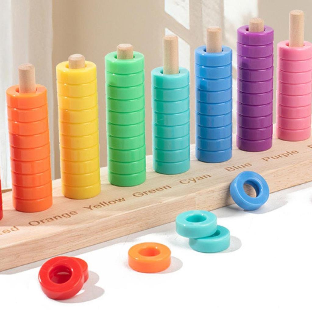 Wooden Color Sorting Stacking Matching Game Logical Thinking Educational for Age 3-6 Years Birthday
