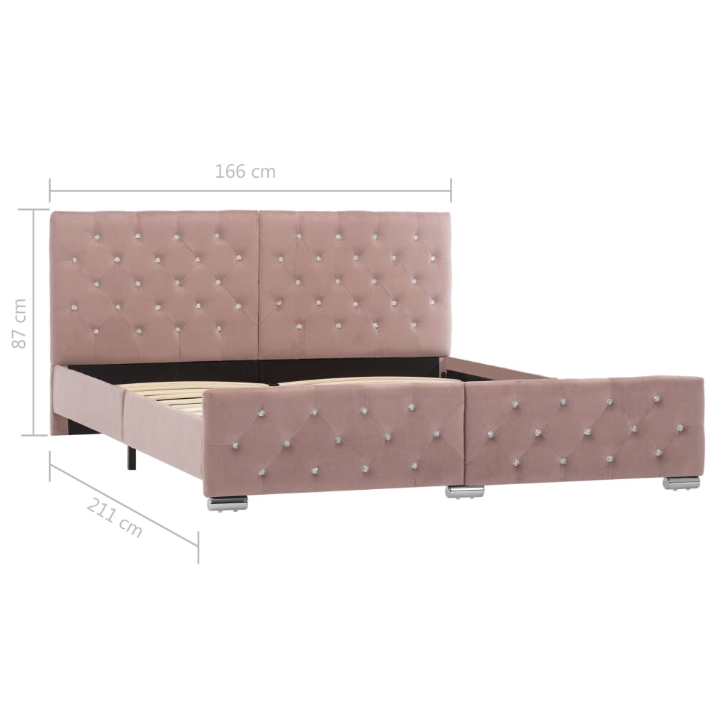 Pink Velvet Bed Frame 160 X 200 Cm