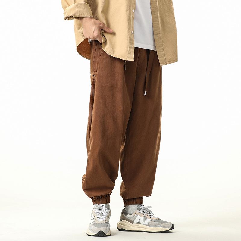 

-Stone autumn pure cotton overalls casual pants versatile loose sports leggings XXXXL кофейный