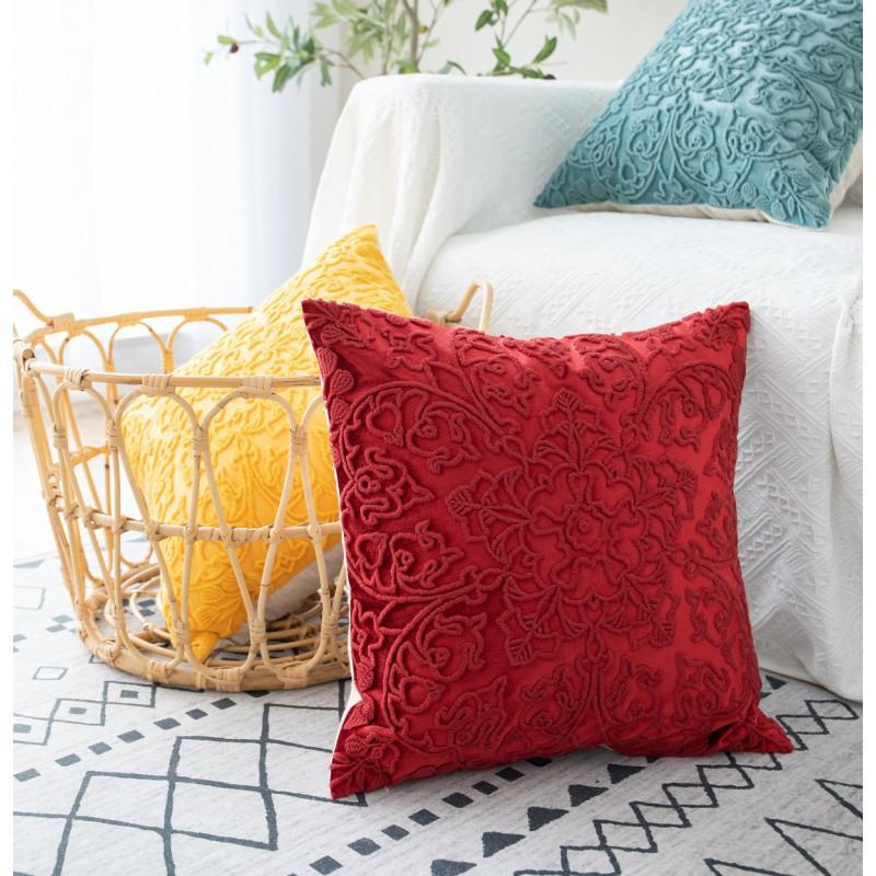 Luxury Cotton Linen Velvet Embroidered 3D Hollow Pillow Cover 45x45cm Sofa Decor Christmas New Home