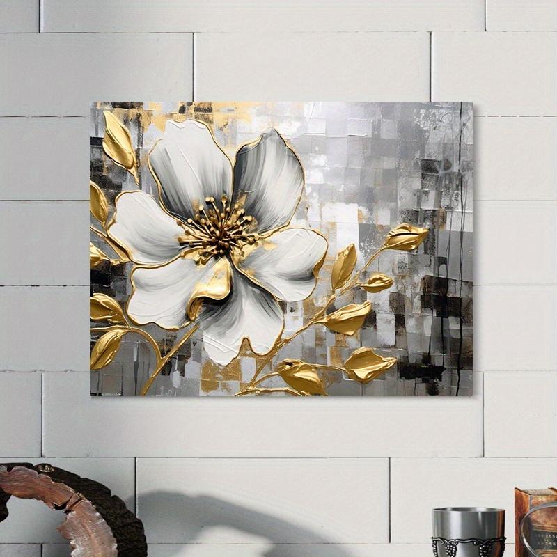 

В рамке - Современный Ретро Золотой Цветок Холст Постер - Золотой Цветок Печать Многосценный Дисплей Холст Постер Декоративное Настенное Искусство 20*30cm(with frame)