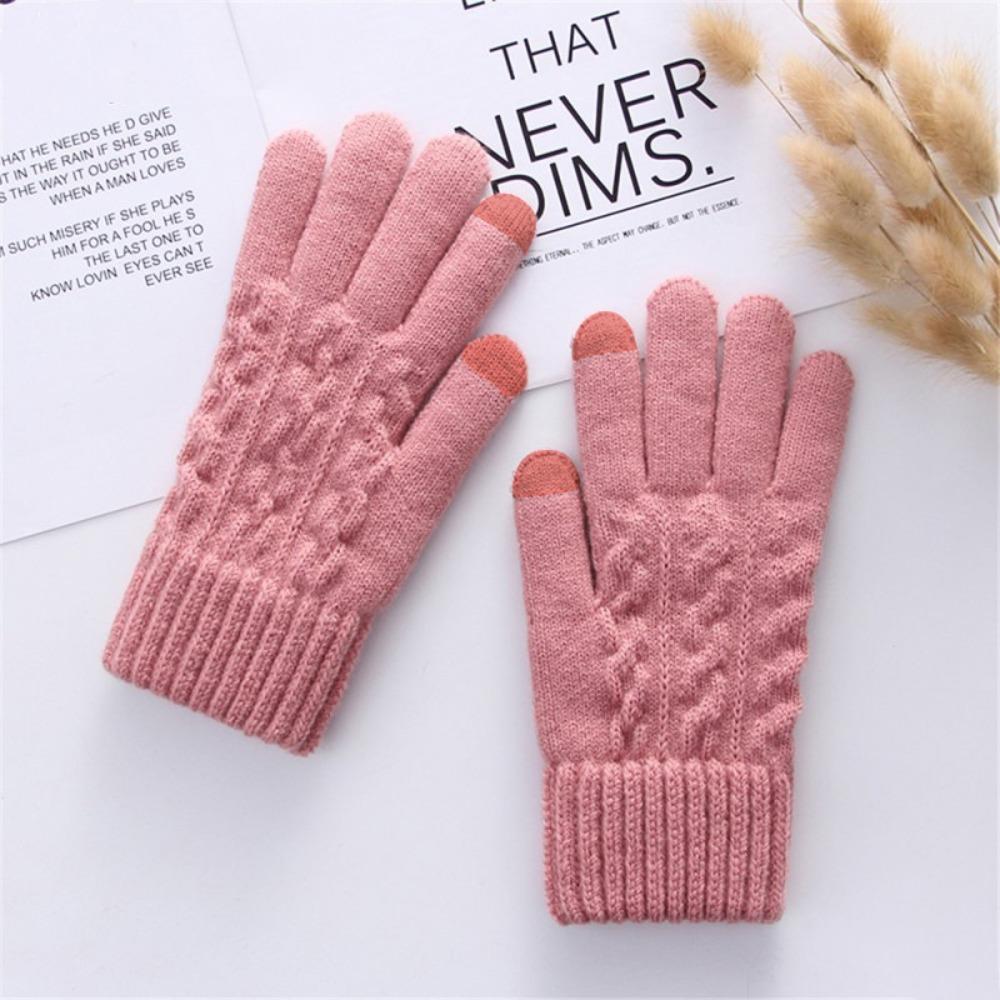 Gants d'extérieur coupe-vent en peluche pour hommes et femmes, moufles, gants tricotés pour femmes, automne hiver