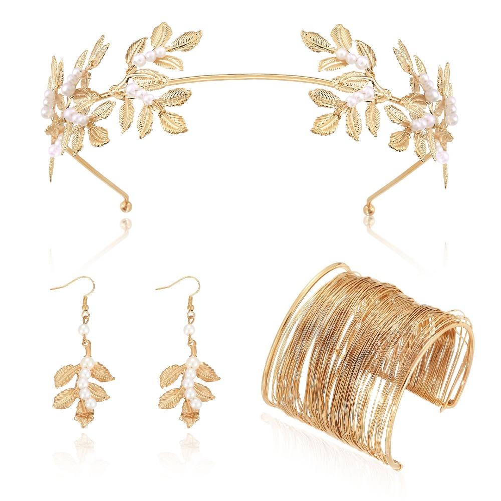 Hair Accessories Fashion Personality Gold Leaf Pearl Headband