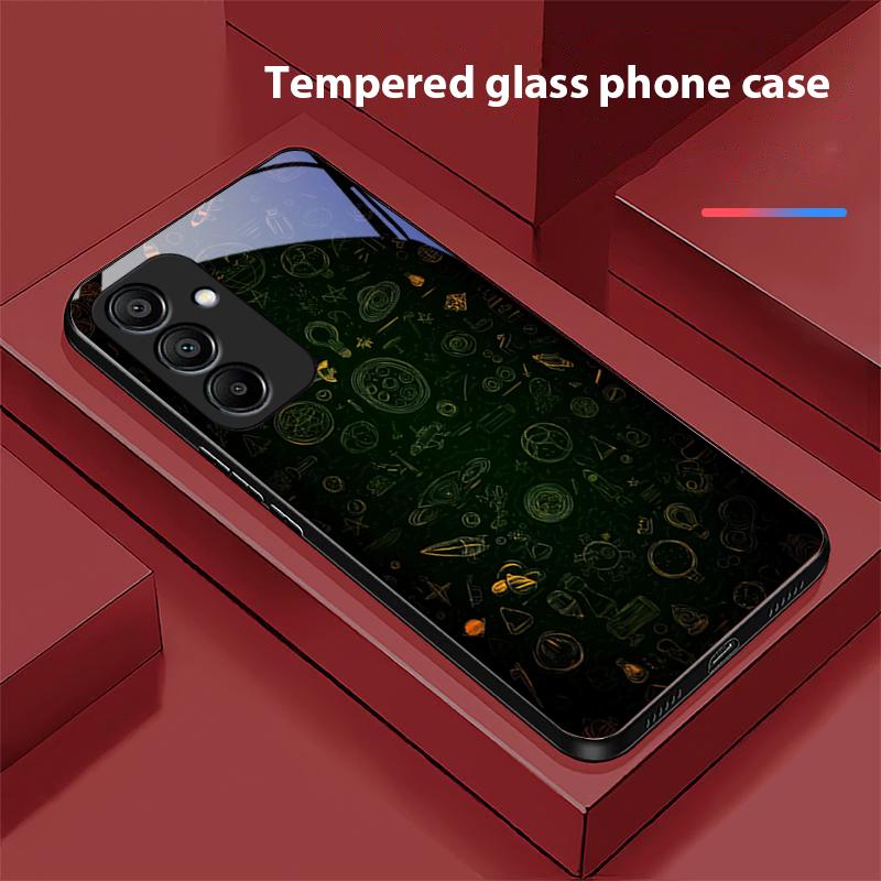 Dream Space Svart Grön För Samsung Galaxy A15 5G 54 4G 51 50 24 35 90 71 12 51 53 52S 80 22 34 Svart Härdat Glas Telefonfodral