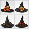Halloween Pet Dog Hats Adjustable Cute Pet Witch Hat Cosplay Witch Hat With Pumpkin Ornaments Halloween Pet Festival Costume