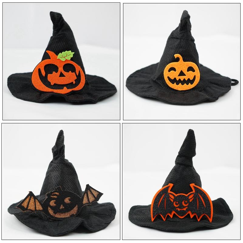 Halloween Pet Dog Hats Adjustable Cute Pet Witch Hat Cosplay Witch Hat With Pumpkin Ornaments Halloween Pet Festival Costume