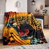 1Pc Leopard Roar Artwork Flannel Blanket, Soft And Comfortable, Casual Warm, Camping Travel, Christmas, Halloween Xmas Gift. Eg115
