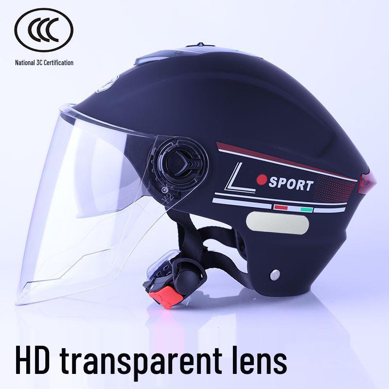 Dual Lens Electric Motorcycle Helmet, Four Seasons Universal, Class A Certified for Men and Women.