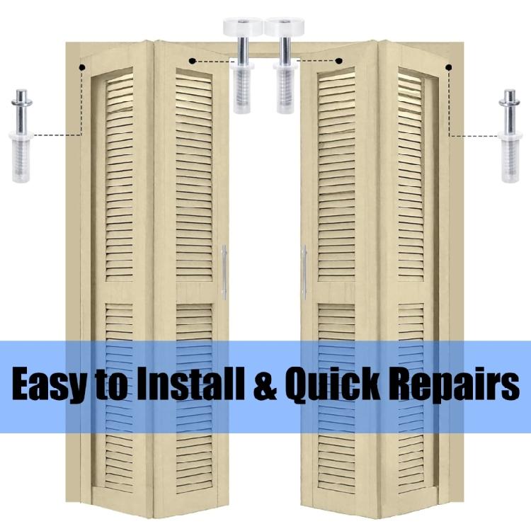 8Pcs Pivots Hinge Top Guide Wheel Spring Loaded Bifold Door Hardware Bifold Closet Door Repair Kits Rust Resistant