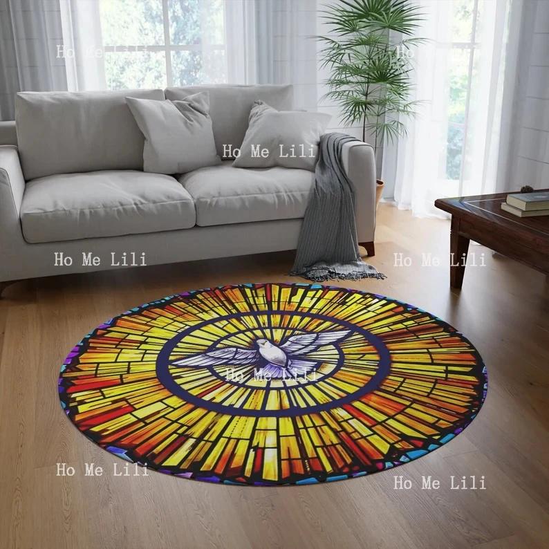 Holy Spirit Round Rug Religion Christianity Catholic Or Orthodox Church Home Decor Carpet 60X60cm