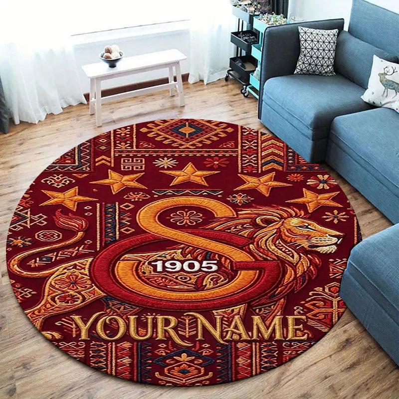 Galatasaray S Custom Name Round Area Rug,Carpet Rug for Living Room Bedroom Sofa Playroom Decor,Non-slip Floor Mat