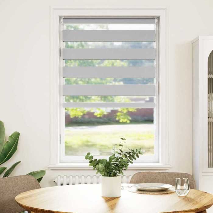 VidaXL Store zèbre gris clair largeur du tissu 85,9 cm polyester, store à enrouleur zébré, store zébré pour fenêtre, store 4014415