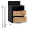 Bedside Table Black Oak Wotan 40cm 2S Shelf Bedroom Furniture