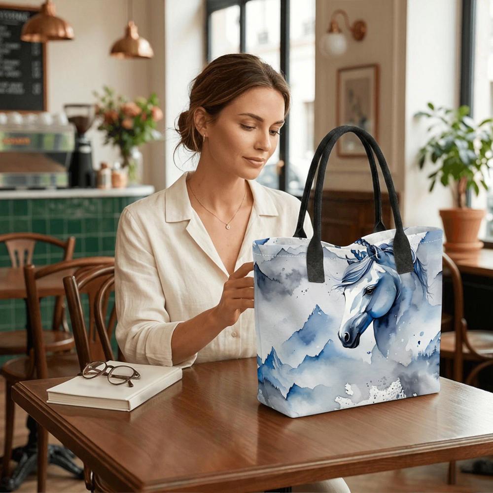  Watercolor Unicorn Tote Bag Stylish Casual Large Capacity Shoulder Handbag for Daily Use