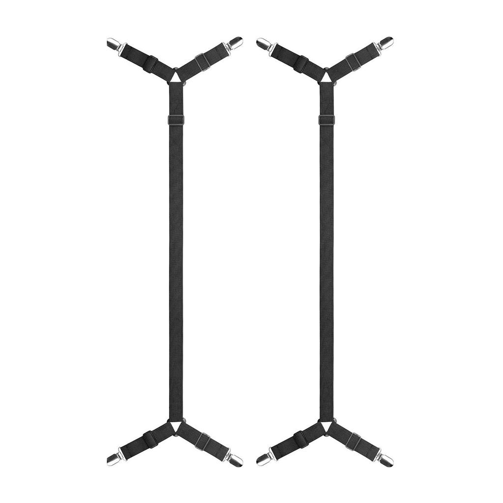 Set of 2 Strong Polyester Bed Sheet Tensioners with Metal Clips Secure Fit Sheets Nonslip Design Bed Sheet Holder Strap