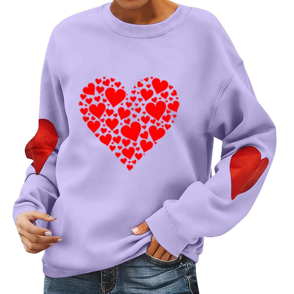 Ladies' Valentine's Day Printed Casual Long Sleeved Sports Hoodie Top