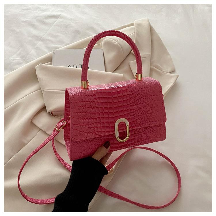 Women’s Crocodile Pattern Crossbody Shoulder Bag Fashion Textured Handbag Stylish Small Square Bag