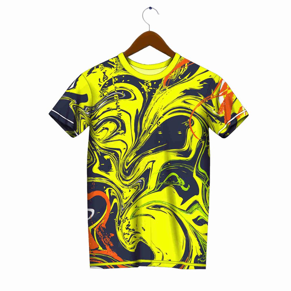 Męski T-shirt Drukowany 3D Koszulki Sportowe do Biegania Wielokolorowy Patchworkowy Drukowany T-shirt Oddychający Szybkoschnący Sportowy Top z Krótkim Rękawem