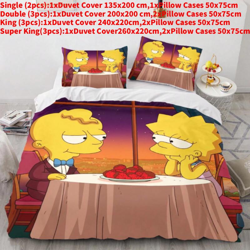 Anime Simpsons The 3d Print Duvet Cover Pillowcase Set Bedroom Gift Bedding