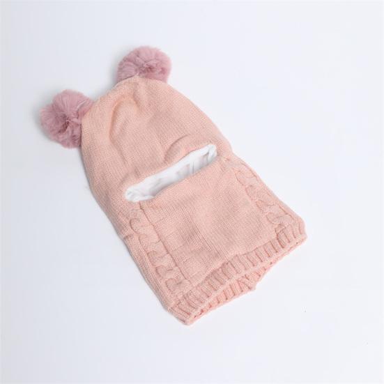 Children Hat Dual Fur Ball Decor Kids Winter Hat Breathable Thermal Cap Outdoor School Thickened Velvet Lining Headgear