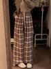 Retro Checked Plus Size Women's Trousers Relaxed Fit Comfortable Y2K Casual Straight Leg Pants Spring/Autumn Women's Bottoms