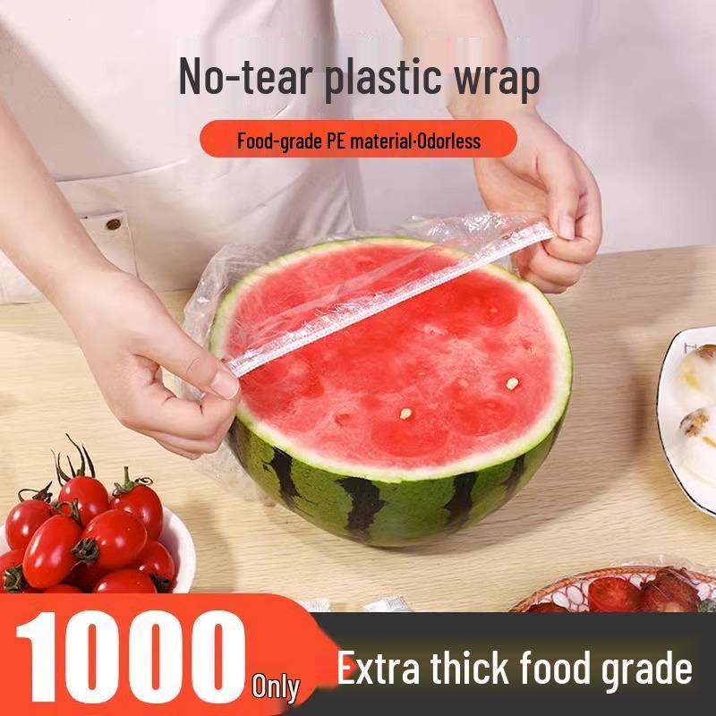 

Одноразовые пищевые пленки для свежести мисок и тарелок в кухонном холодильнике. 1000 pcs Upgraded Thickened прозрачный