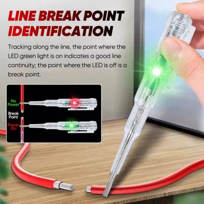 Intelligenter Spannungsprüferstift mit Selbsttest-Taste, dualen LED-Leuchten, Bruchstellenfinder, Schraubendreherspitze, Spannungserkennungsstift