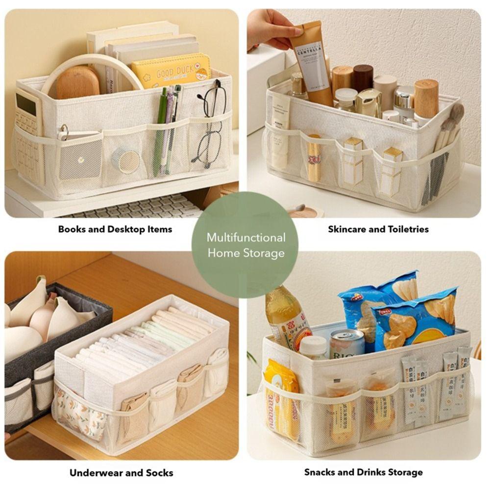 Large Capacity Desktop Storage Box Folding With Mesh Organizer Dividers Folding Storage Box Mesh Organizer Cosmetics Organizer