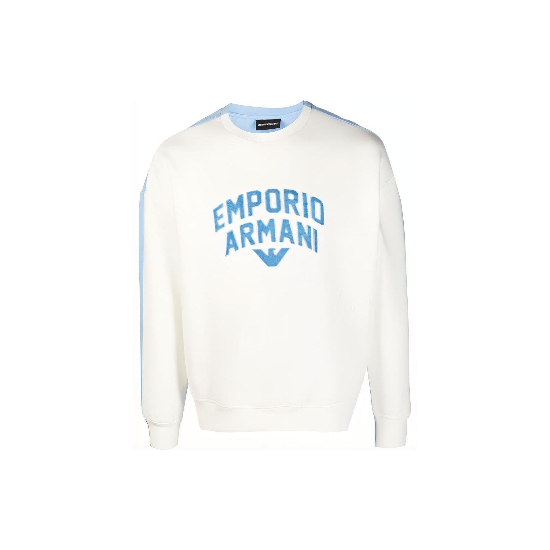 Emporio Armani Ss23 Брендовый Логотип Принт Буквы Пуловер Повседневная Толстовка с Длинным Рукавом Мужская толстовка Белый 3R1MBE-1JHSZ-0164 L